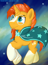 Size: 833x1111 | Tagged: safe, artist:thewintercolt, derpibooru import, sunburst, backwards cutie mark, solo