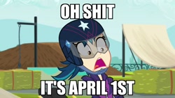 Size: 1280x720 | Tagged: safe, screencap, indigo zap, equestria girls, friendship games, april fools, faic, image macro, meme, screaming, vulgar