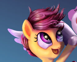 Size: 782x633 | Tagged: safe, artist:xbi, scootaloo, pony, bust, cute, cutealoo, face, portrait, smiling, wip