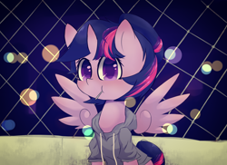 Size: 6600x4800 | Tagged: safe, artist:bloodatius, twilight sparkle, twilight sparkle (alicorn), alicorn, pony, absurd resolution, candy, clothes, female, food, hoodie, lollipop, mare, solo