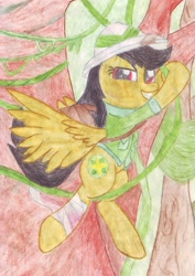 Size: 2177x3080 | Tagged: safe, artist:pzkratzer, daring do, solo, traditional art, vine