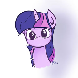 Size: 895x892 | Tagged: safe, artist:daniel10alien, twilight sparkle, bust, frown, looking at you, paint tool sai, portrait, purple smart, simple background, solo