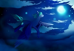 Size: 1077x742 | Tagged: safe, artist:skyeypony, oc, oc only, moon, night, solo