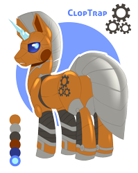 Size: 950x1196 | Tagged: safe, artist:peridotkitty, oc, oc only, oc:cloptrap, pony, robot, robot pony, unicorn, commission, male, simple background, solo, stallion, transparent background