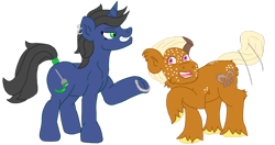 Size: 1024x540 | Tagged: safe, artist:mediponee, oc, oc only, oc:pretzel, oc:sword dancer, earth pony, pony, unicorn