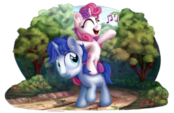 Size: 1700x1100 | Tagged: safe, artist:bobdude0, sweetie belle, oc, commission, ponies riding ponies, singing