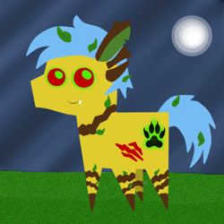 Size: 650x650 | Tagged: safe, artist:yuuri ishtar, oc, oc only, oc:amarok woods, original species, timber pony, donut steel, solo, timber werepony