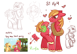 Size: 4239x3000 | Tagged: safe, artist:ruef, screencap, big macintosh, earth pony, pony, absurd resolution, bandage, best pony, hay stalk, male, mlp rewind art challenge, scene interpretation, sketch, stallion, straw in mouth