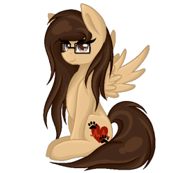 Size: 500x500 | Tagged: safe, artist:blocksy-art, oc, oc only, oc:lightning chaser, pegasus, pony, glasses, sitting, solo, wings