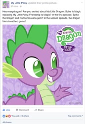 Size: 561x815 | Tagged: safe, spike, dragon, facebook, male, my little dragon, solo