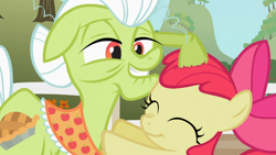 Size: 1366x768 | Tagged: safe, derpibooru import, screencap, apple bloom, granny smith, family appreciation day