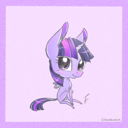 Size: 1000x1000 | Tagged: safe, artist:gocholudek, twilight sparkle, twilight sparkle (alicorn), alicorn, pony, chibi, female, mare, sitting, solo