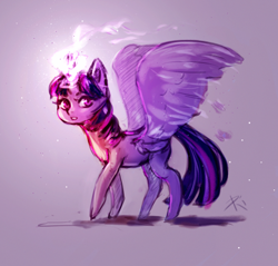 Size: 1424x1360 | Tagged: safe, artist:lunerre, twilight sparkle, twilight sparkle (alicorn), alicorn, pony, female, magic, mare, solo, spread wings