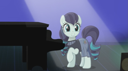 Size: 849x476 | Tagged: safe, screencap, coloratura, the mane attraction, clothes, cute, lena hall, piano, rara, rarabetes, skirt, smiling, solo, stage, the magic inside, veil