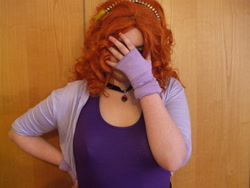 Size: 3488x2616 | Tagged: safe, artist:blazingdazzlingdusk, adagio dazzle, human, equestria girls, rainbow rocks, clothes, cosplay, costume, facepalm, female, irl, irl human, microphone, photo