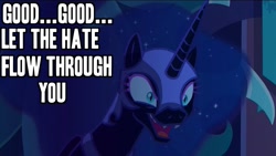 Size: 1280x720 | Tagged: safe, nightmare moon, the cutie re-mark, alternate timeline, caption, darth luna, darth sidious, emperor palpatine, image macro, luna is palpatine, meme, nightmare takeover timeline, reaction image, star wars, text