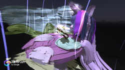 Size: 1920x1080 | Tagged: safe, artist:arrkhal, twilight sparkle, twilight sparkle (alicorn), alicorn, pony, the ticket master, 3d, drowned rat, flower, food, sandwich, scene interpretation, solo, tilt brush