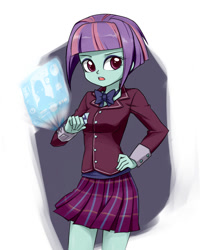 Size: 751x921 | Tagged: safe, artist:twilite-sparkleplz, sunny flare, equestria girls, friendship games, clothes, crystal prep academy uniform, crystal prep shadowbolts, pleated skirt, school uniform, skirt, solo, sunny flare's wrist devices