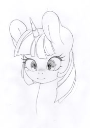 Size: 848x1200 | Tagged: safe, artist:lonelycross, twilight sparkle, blushing, bust, face, sketch, solo, traditional art