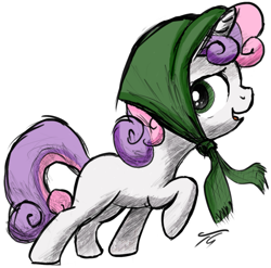 Size: 899x888 | Tagged: safe, artist:thatsweetiebellefan, sweetie belle, clothes, scarf, sketch, solo