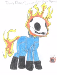 Size: 3060x3960 | Tagged: safe, artist:aridne, ghost rider, marvel, marvel comics, ponified, solo