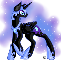 Size: 1000x1000 | Tagged: safe, artist:grimdark-graveyeard, nightmare moon, alicorn, pony, female, mare, simple background, solo, white background