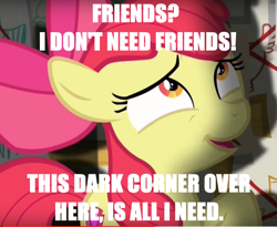 Size: 962x788 | Tagged: safe, edit, edited screencap, screencap, apple bloom, on your marks, image macro, insanity, meme, snapple bloom