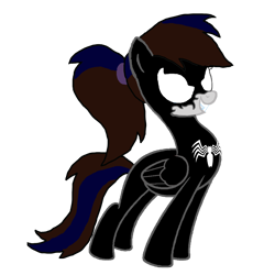 Size: 1536x1536 | Tagged: safe, artist:beanbases, artist:motownwarrior01, oc, oc only, oc:lina hooves, crossover, marvel, marvel comics, parody, ponytail, simple background, solo, spider-man, transparent background, venom