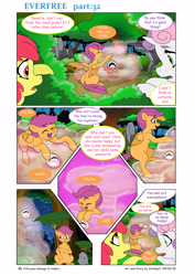 Size: 6611x9344 | Tagged: safe, artist:jeremy3, apple bloom, scootaloo, sweetie belle, pony, comic:everfree, absurd resolution, comic, cute, cutealoo, cutie mark crusaders, hayao miyazaki, movie reference, my neighbor totoro, tickling