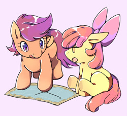 Size: 600x550 | Tagged: safe, artist:hiza take, derpibooru import, apple bloom, scootaloo, pixiv