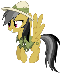 Size: 1681x1913 | Tagged: safe, artist:sketchmcreations, daring do, daring don't, clothes, flying, hat, pith helmet, shirt, simple background, smiling, solo, transparent background, vector