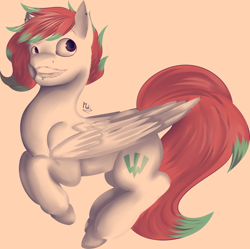 Size: 1280x1274 | Tagged: safe, artist:mokychan, oc, oc only, oc:moki firemane, pegasus, pony, grin, solo