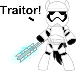Size: 1261x1183 | Tagged: safe, artist:nstone53, pony, bipedal, dialogue, fn-2199, ponified, simple background, solo, spoilers for another series, star wars, star wars: the force awakens, stormtrooper, tr-8r, traitor, transparent background, vector