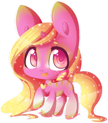 Size: 838x954 | Tagged: safe, artist:puffleduck, oc, oc only, alicorn, pony, :d, alicorn oc, blonde, chibi, cute, pink, solo