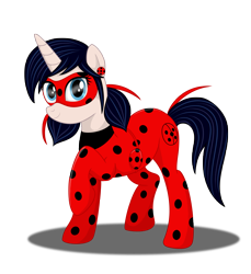 Size: 3570x3902 | Tagged: safe, artist:deannaphantom13, ladybug, pony, unicorn, female, high res, mare, marinette dupain-cheng, miraculous ladybug, ponified, simple background, solo, transparent background