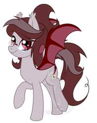 Size: 839x1065 | Tagged: safe, artist:koitsune, oc, oc only, oc:scarlet quill, bat pony, pony, fangs, glasses, hair bun, reading glasses, slit eyes, solo