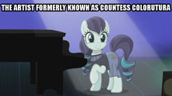 Size: 849x476 | Tagged: safe, edit, screencap, coloratura, the mane attraction, countess coloratura, image macro, meme, misspelling, piano, prince (musician), rara, solo, text edit, the magic inside