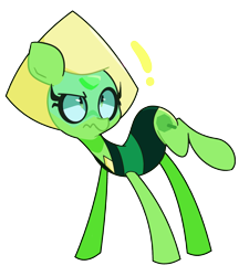 Size: 1800x2000 | Tagged: safe, artist:turtlefarminguy, crystal gems, exclamation point, peridot (steven universe), ponified, raised hoof, simple background, solo, steven universe, transparent background