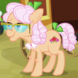 Size: 476x475 | Tagged: safe, apple rose, earth pony, pony, apple family reunion, cutie mark, female, glasses, hooves, mare, solo