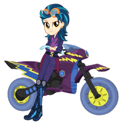 Size: 793x784 | Tagged: safe, indigo zap, equestria girls, friendship games, motorcycle, official, simple background, solo, transparent background