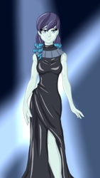 Size: 3472x6156 | Tagged: safe, artist:velocityraptor, coloratura, earth pony, pony, equestria girls, the mane attraction, black dress, clothes, dress, equestria girls-ified, rara, solo