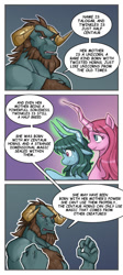 Size: 363x810 | Tagged: safe, artist:nauth, oc, oc only, oc:elliptica, oc:talogar, oc:twinkle bun, centaur, ask, comic, curved horn, lore, tumblr