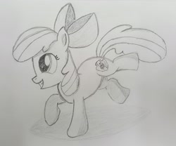 Size: 2451x2040 | Tagged: safe, artist:darelith, apple bloom, cutie mark, monochrome, pencil drawing, sketch, solo, the cmc's cutie marks, traditional art