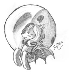 Size: 1108x1204 | Tagged: safe, artist:mintychip, oc, oc only, oc:cherry doodle, bat pony, pony, moon, solo