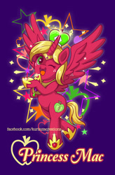 Size: 750x1141 | Tagged: safe, artist:christadoodles, big macintosh, alicorn, pony, do princesses dream of magic sheep, alicornified, bipedal, crossover, crown, cute, hoof shoes, jewelry, macabetes, magical girl, one eye closed, open mouth, princess big mac, race swap, regalia, sailor moon, solo, wink