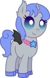 Size: 479x741 | Tagged: safe, artist:starryoak, oc, oc only, oc:cassiopeia, alicorn, bat pony, bat pony alicorn, pony, alicorn oc, baby, offspring, parent:oc:conquest, parent:princess luna, parents:canon x oc, simple background, solo, transparent background