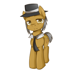 Size: 1000x1000 | Tagged: safe, artist:yanyao, igneous rock pie, pony, hat, looking at you, male, pixiv, simple background, smiling, solo, stallion, transparent background