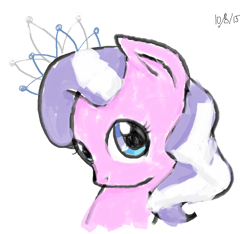 Size: 724x679 | Tagged: safe, artist:britneyoctave, diamond tiara, earth pony, pony, female, filly, jewelry, pink coat, solo, tiara, two toned mane