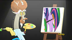 Size: 1280x720 | Tagged: safe, screencap, discord, pony, what about discord?, discord's painting, female, implied twicord, mare, meme, plot