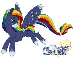 Size: 1200x941 | Tagged: safe, artist:toastiepony, artist:toastytoastie, oc, oc only, oc:cloud puff, flying, offspring, parent:rainbow dash, parent:soarin', parents:soarindash, solo